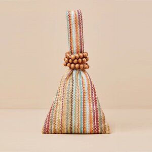 Dolce Vita Carey Raffia Wrislet Bag in Tan Multi Stripe